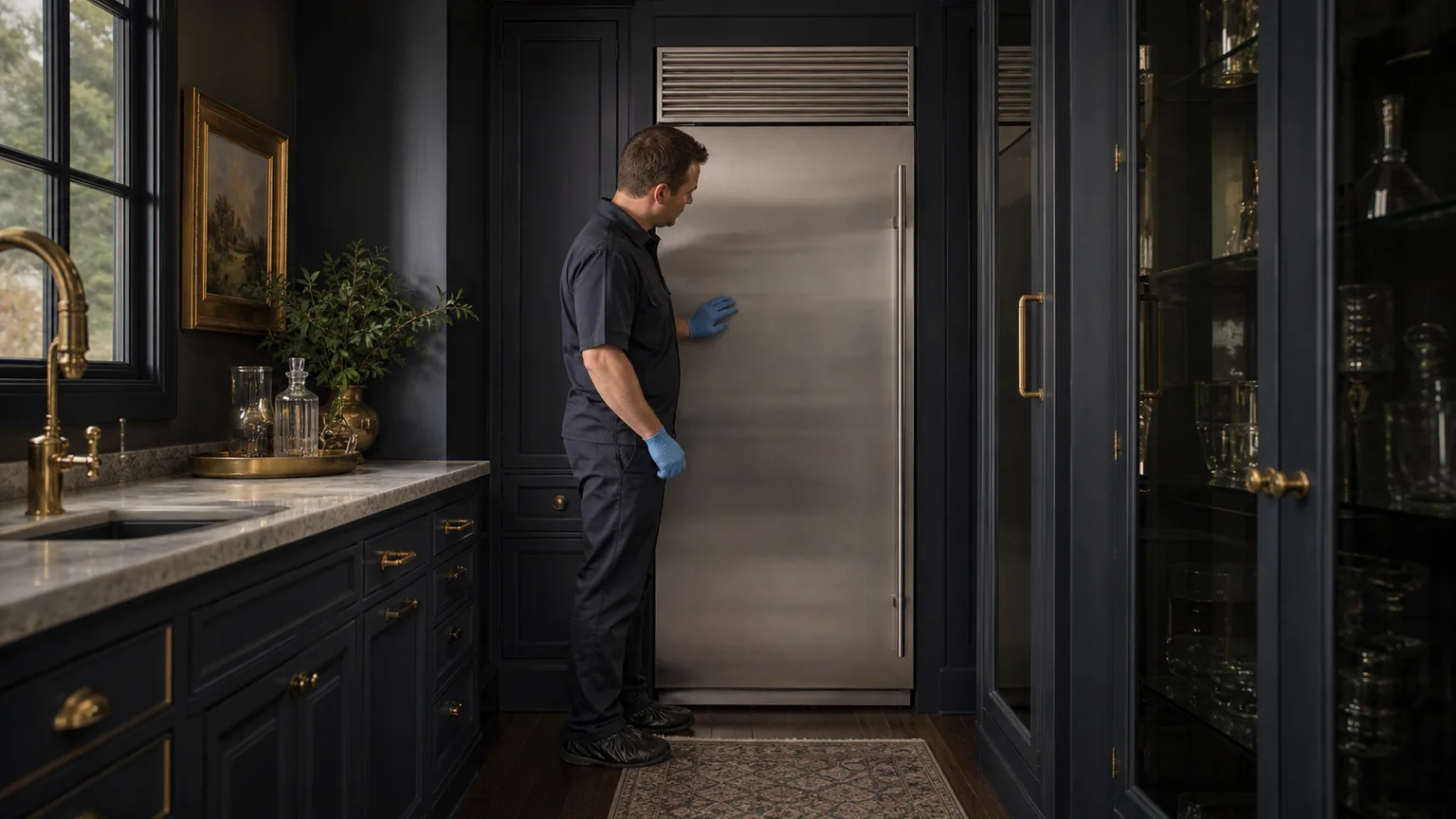 Built-in refrigerator prepared for a professional diagnostic visit