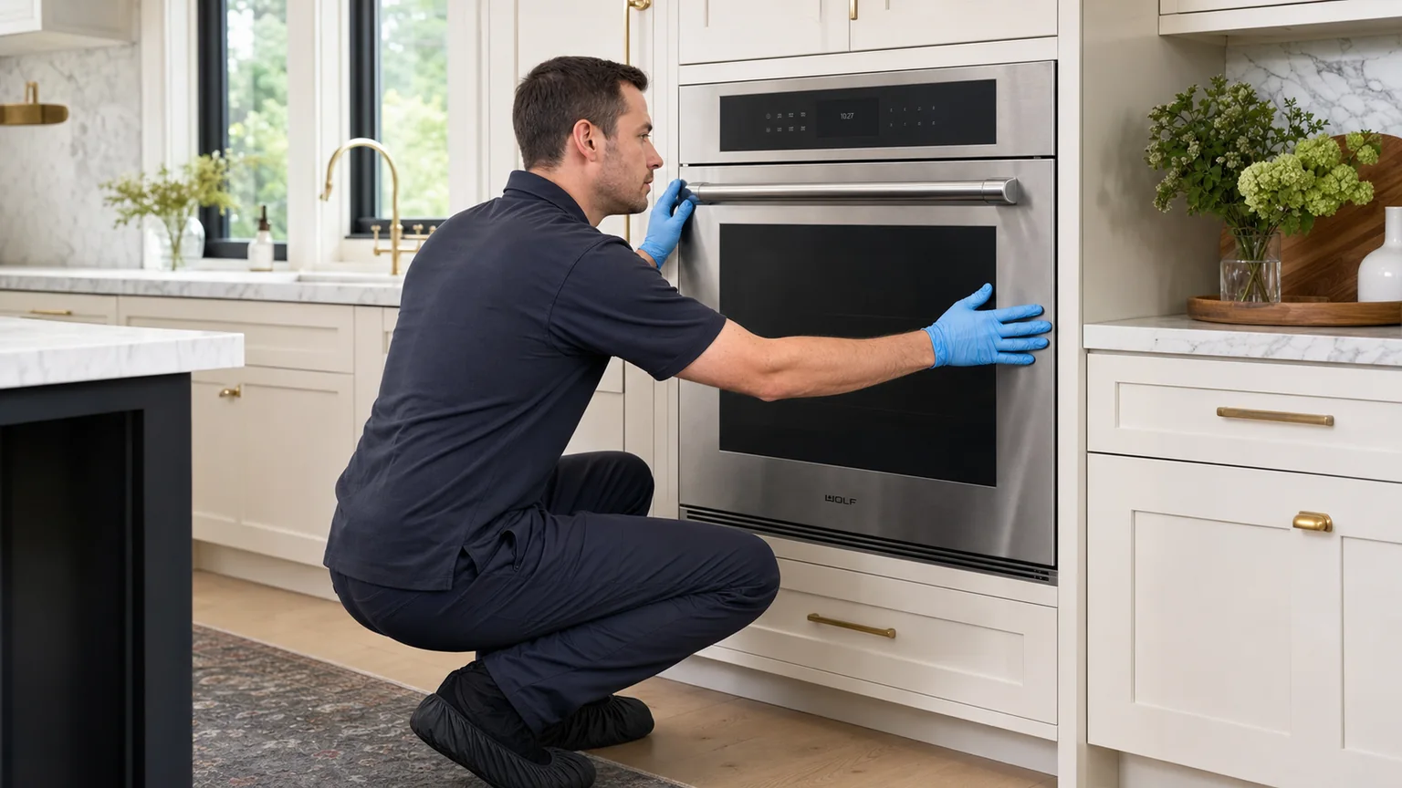 Built-in wall oven prepared for a professional diagnostic visit